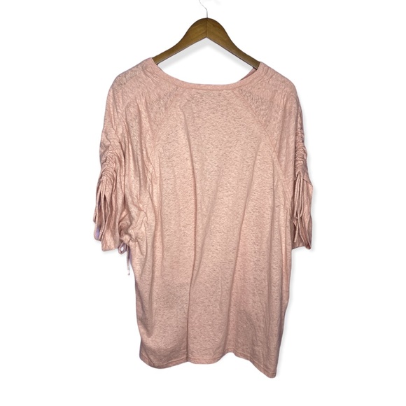 *SOLD* Free People FP Beach NWT Size XS Pink Rose Linen Ruched Top - Picture 2 of 3